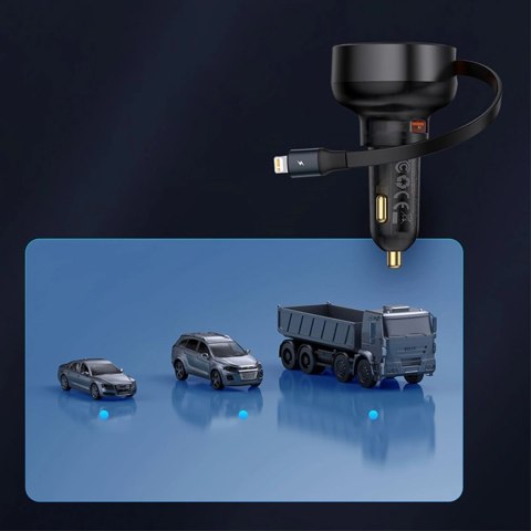 Ładowarka samochodowa Baseus Enjoyment Pro 55W USB-A ze zwijanym kablem Lightning - czarna