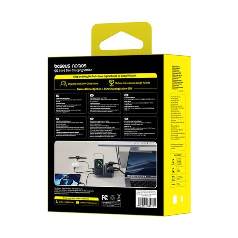 Stacja ładująca Baseus NOMOS ND11 67W 6w1 bezprzewodowa z dwoma gniazdami AC - czarna