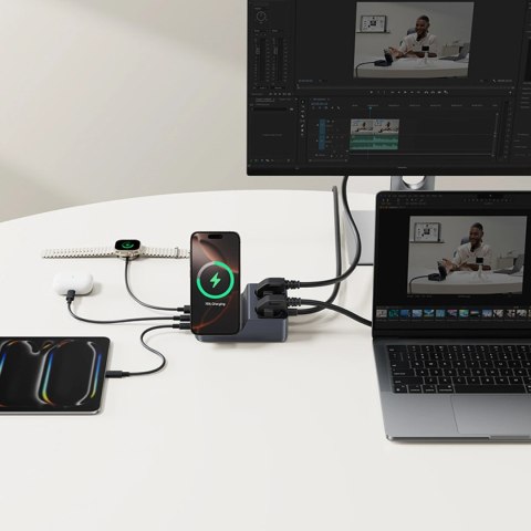 Stacja ładująca Baseus NOMOS ND11 67W 6w1 bezprzewodowa z dwoma gniazdami AC - czarna