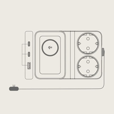 Stacja ładująca Baseus NOMOS ND11 67W 6w1 bezprzewodowa z dwoma gniazdami AC - czarna