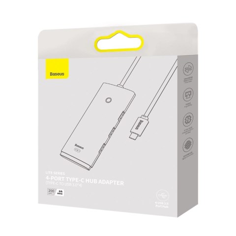 Baseus Lite Series przejściówka HUB USB Typ C - 4x USB 3.0 2m biały (WKQX030502)