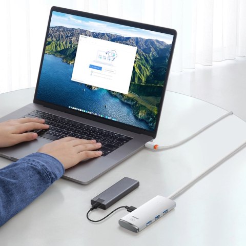 Baseus Lite Series przejściówka HUB USB Typ C - 4x USB 3.0 2m biały (WKQX030502)