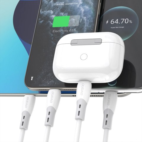 Kabel Dudao L25SC 60 W USB-C - USB-C z miękkim silikonowym oplotem 1 m - biały