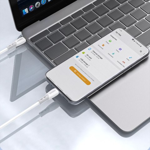 Kabel Dudao L25SC 60 W USB-C - USB-C z miękkim silikonowym oplotem 2 m - biały