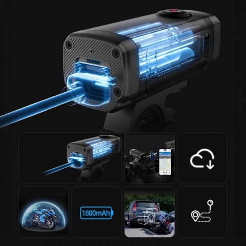 Kamera sportowa AKEEYO 710 Lite wideorejestrator na kierownicę na rower motocykl - czarna