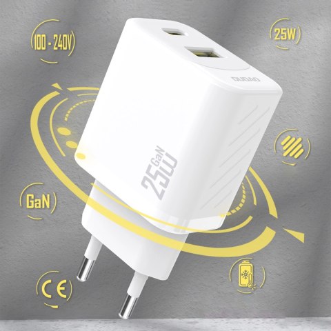 Ładowarka Dudao A26TEU GaN 25W USB-A, USB-C - biała