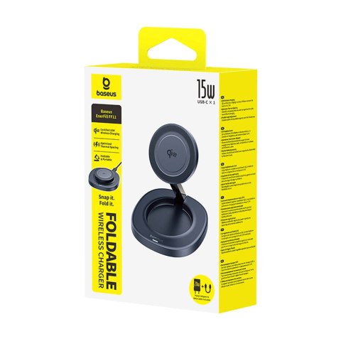 Ładowarka indukcyjna Baseus EnerFill FF11 15W składana z ładowarką sieciową 20W i kablem USB-C 1m - czarna