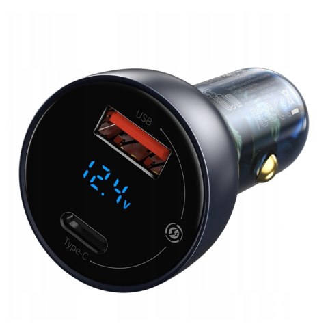 Ładowarka samochodowa Baseus Particular 65W USB-A USB-C QC PPS z wyświelaczem cyfrowym - ciemnoszara