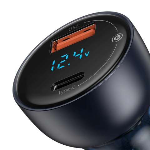 Ładowarka samochodowa Baseus Particular 65W USB-A USB-C QC PPS z wyświelaczem cyfrowym - ciemnoszara