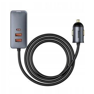 Ładowarka samochodowa Baseus Share Together 120W PPS 2xUSB-A 2xUSB-C z przedłużaczem - szara