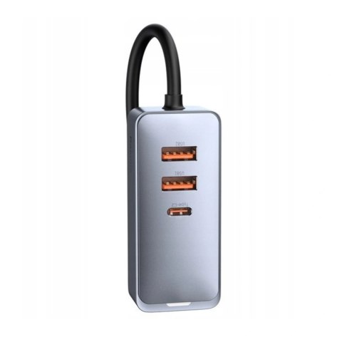 Ładowarka samochodowa Baseus Share Together 120W PPS 2xUSB-A 2xUSB-C z przedłużaczem - szara