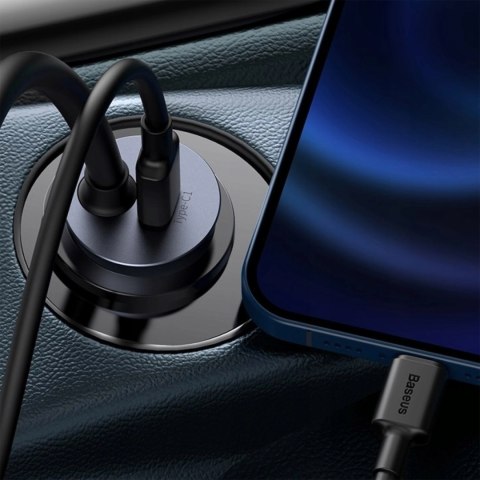 Ładowarka samochodowa Baseus Share Together 120W PPS 2xUSB-A 2xUSB-C z przedłużaczem - szara