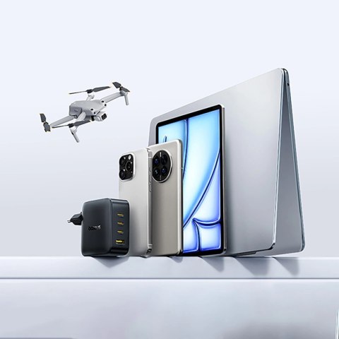 Ładowarka sieciowa Baseus EnerFill FH11 GaN 140W 3xUSB-A + 1xUSB-C - czarna