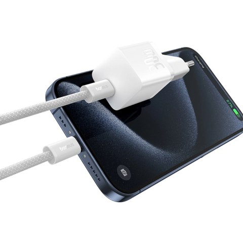 Ładowarka sieciowa Baseus GaN5 USB-C 30W z kablem Baseus Dynamic 3 USB-C 100W 1m - biała