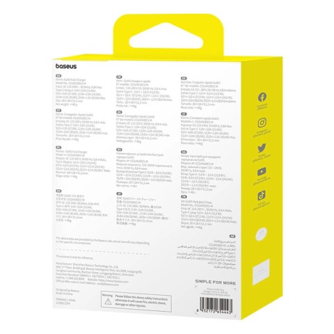 Ładowarka sieciowa Baseus GaN5 USB-C 30W z kablem Baseus Dynamic 3 USB-C 100W 1m - biała