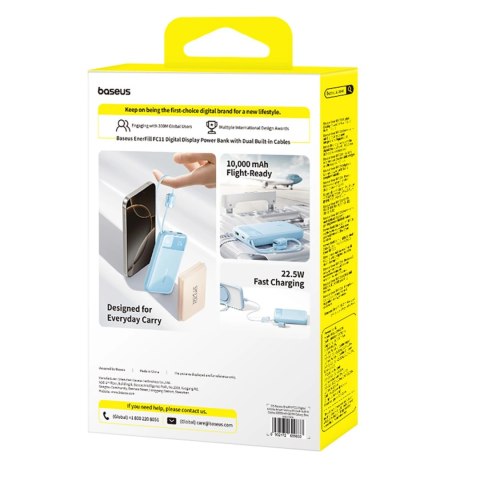 Powerbank Baseus EnerFill FC11 10000mAh 22.5W z wyświetlaczem cyfrowym i dwoma wbudowanymi kablami - niebieski