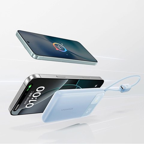 Powerbank Baseus EnerFill FC11 10000mAh 22.5W z wyświetlaczem cyfrowym i dwoma wbudowanymi kablami - niebieski