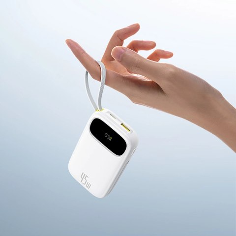 Powerbank Baseus EnerFill FC31 Qpow 3 10000mAh 45W z wyświetlaczem cyfrowym z kablami USB-C i Lightning - biały