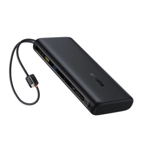 Powerbank Baseus EnerFill FC41 20000mAh 100W z wyświetlaczem cyfrowym i wbudowanym podwójnym kablem USB-C - czarny