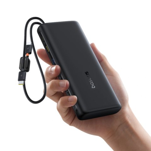 Powerbank Baseus EnerFill FC41 20000mAh 100W z wyświetlaczem cyfrowym i wbudowanym podwójnym kablem USB-C - czarny