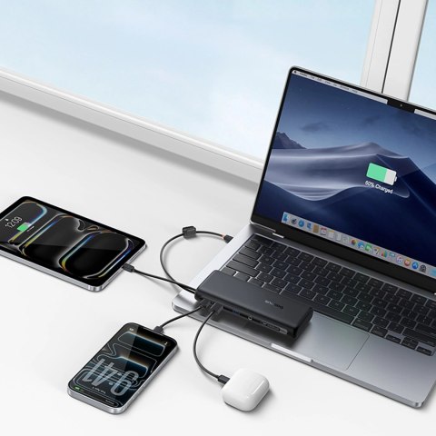 Powerbank Baseus EnerFill FC41 20000mAh 100W z wyświetlaczem cyfrowym i wbudowanym podwójnym kablem USB-C - czarny