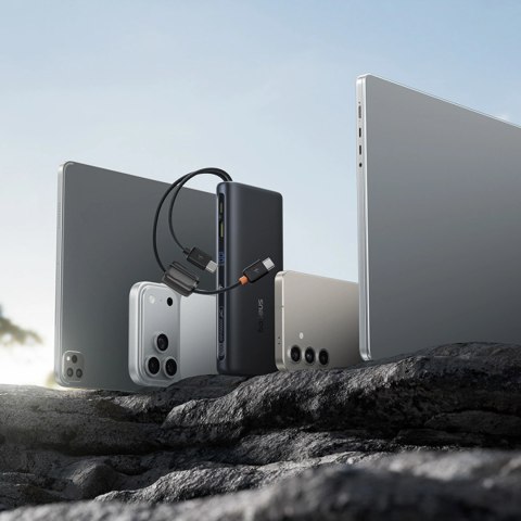 Powerbank Baseus EnerFill FC41 20000mAh 100W z wyświetlaczem cyfrowym i wbudowanym podwójnym kablem USB-C - czarny