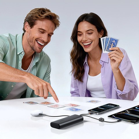 Powerbank Baseus EnerFill FC41 25000mAh 145W z wyświetlaczem cyfrowym i wbudowanym podwójnym kablem USB-C - czarny