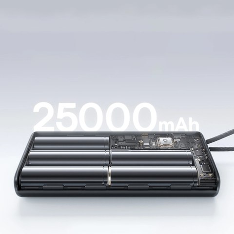 Powerbank Baseus EnerFill FC41 25000mAh 145W z wyświetlaczem cyfrowym i wbudowanym podwójnym kablem USB-C - czarny