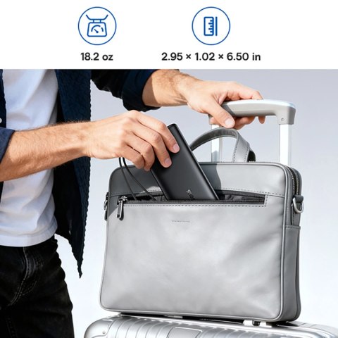 Powerbank Baseus EnerFill FC41 25000mAh 145W z wyświetlaczem cyfrowym i wbudowanym podwójnym kablem USB-C - czarny