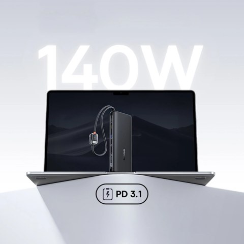 Powerbank Baseus EnerFill FC41 25000mAh 145W z wyświetlaczem cyfrowym i wbudowanym podwójnym kablem USB-C - czarny