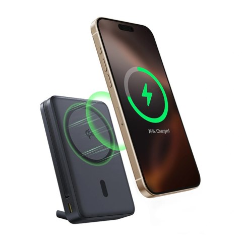 Powerbank Baseus Nomos 10000mAh 30W Qi2 z podstawką kompatybilny z MagSafe z wbudowanym kablem USB-C - czarny