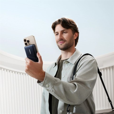 Powerbank Baseus Nomos 10000mAh 30W Qi2 z podstawką kompatybilny z MagSafe z wbudowanym kablem USB-C - czarny