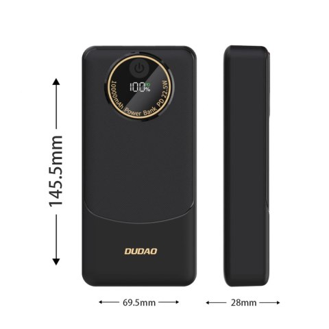 Powerbank Dudao K12Pro 22,5W PD 20000mAh USB-A, USB-C - czarny