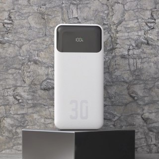 Powerbank Dudao K15Max 30000mAh PD 22.5W z kablami USB-C i Lightning - biały