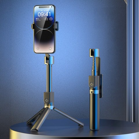 Selfie stick Dudao F18 1,1 m ze statywem i pilotem Bluetooth - czarny