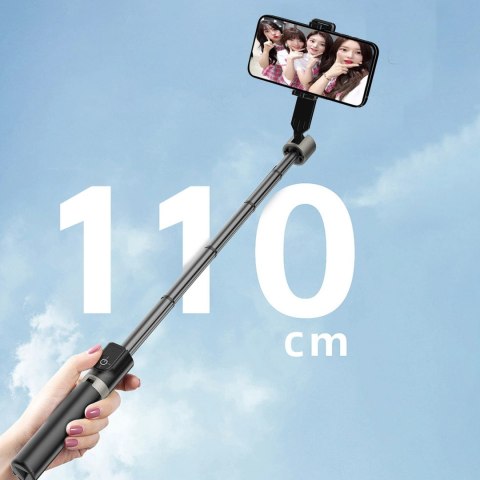 Selfie stick Dudao F18 1,1 m ze statywem i pilotem Bluetooth - czarny