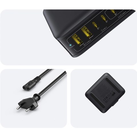 Stacja ładująca Baseus EnerFill FH21 120W 4xUSB-C + 2xUSB-A - czarna