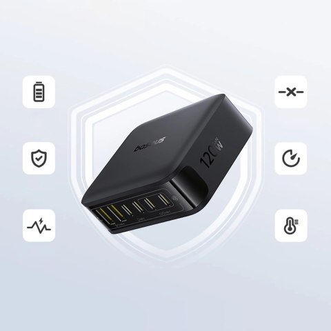 Stacja ładująca Baseus EnerFill FH21 120W 4xUSB-C + 2xUSB-A - czarna