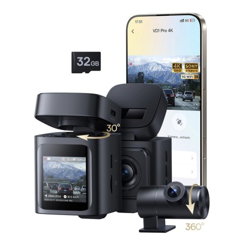 Wideorejestrator Baseus PrimeTrip VD1 Pro kamera samochodowa 4K+1080p z akumulatorem - czarny