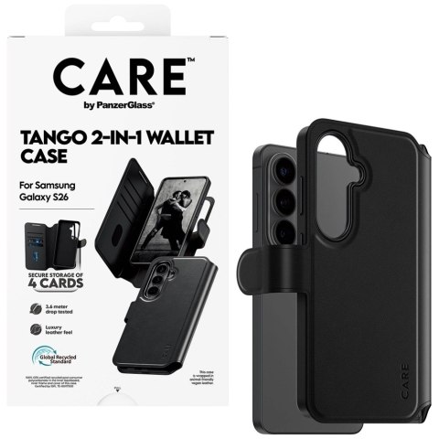 Etui CARE by PanzerGlass Tango 2w1 Wallet na Samsung Galaxy S26 - czarne