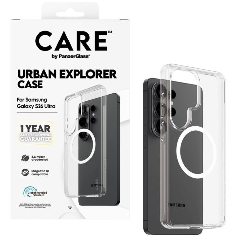 Etui CARE by PanzerGlass Urban Explorer Transparent w. White Qi na Samsung Galaxy S26 Ultra - przezroczyste
