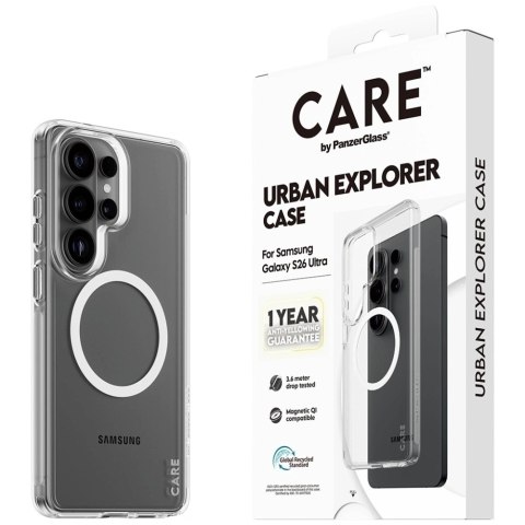 Etui CARE by PanzerGlass Urban Explorer Transparent w. White Qi na Samsung Galaxy S26 Ultra - przezroczyste