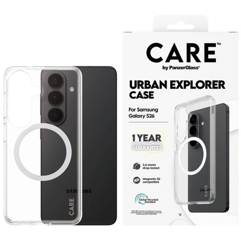 Etui CARE by PanzerGlass Urban Explorer Transparent w. White Qi na Samsung Galaxy S26 - przezroczyste
