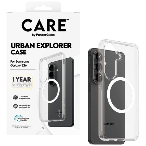 Etui CARE by PanzerGlass Urban Explorer Transparent w. White Qi na Samsung Galaxy S26 - przezroczyste