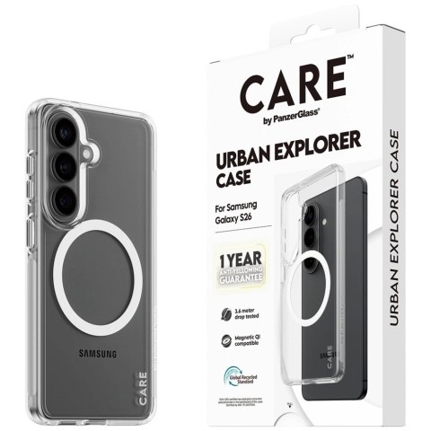Etui CARE by PanzerGlass Urban Explorer Transparent w. White Qi na Samsung Galaxy S26 - przezroczyste