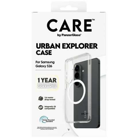 Etui CARE by PanzerGlass Urban Explorer Transparent w. White Qi na Samsung Galaxy S26 - przezroczyste