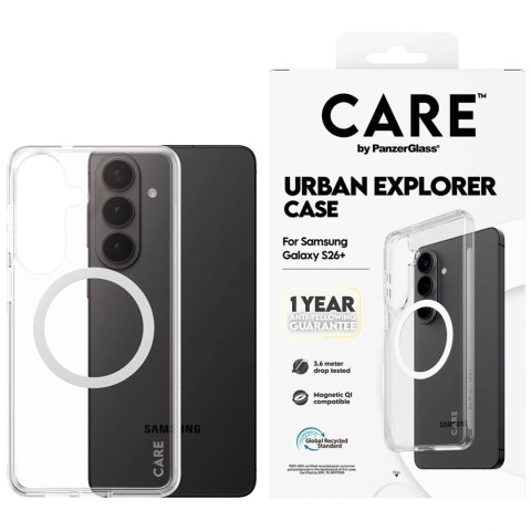 Etui CARE by PanzerGlass Urban Explorer Transparent w. White Qi na Samsung Galaxy S26+ - przezroczyste