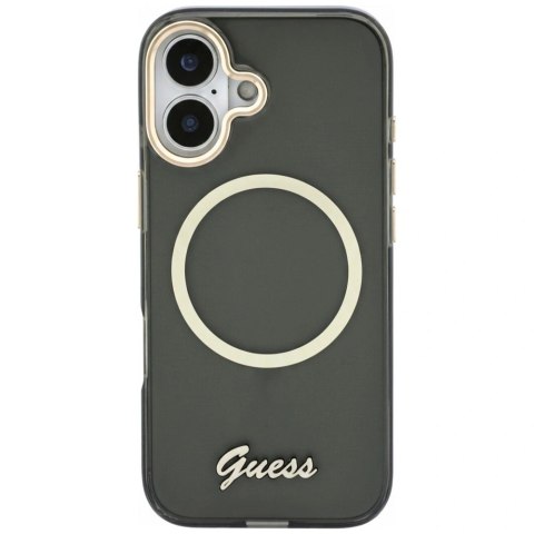 Etui Guess IML Script Metal MagSafe na iPhone 17 - czarne