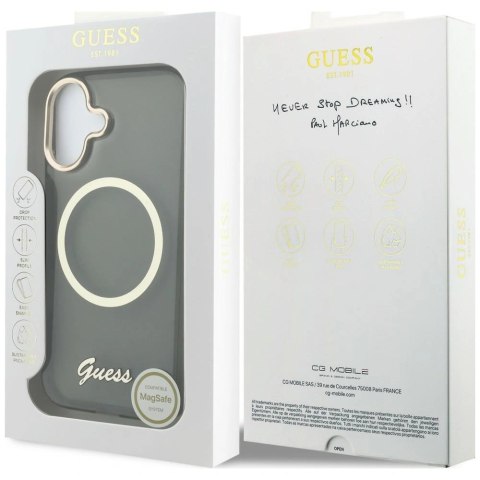 Etui Guess IML Script Metal MagSafe na iPhone 17 - czarne
