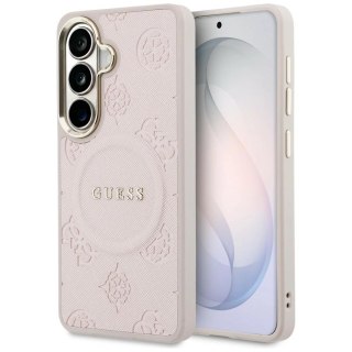 Etui Guess Saffiano Peony Embossed Ring MagSafe na Samsung Galaxy S26 - różowe